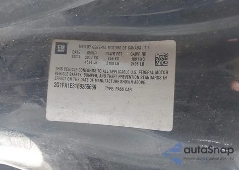 2014 Chevrolet Camaro 2Ls z USA, uszkodzony, nr VIN 2G1FA1E31E9265659